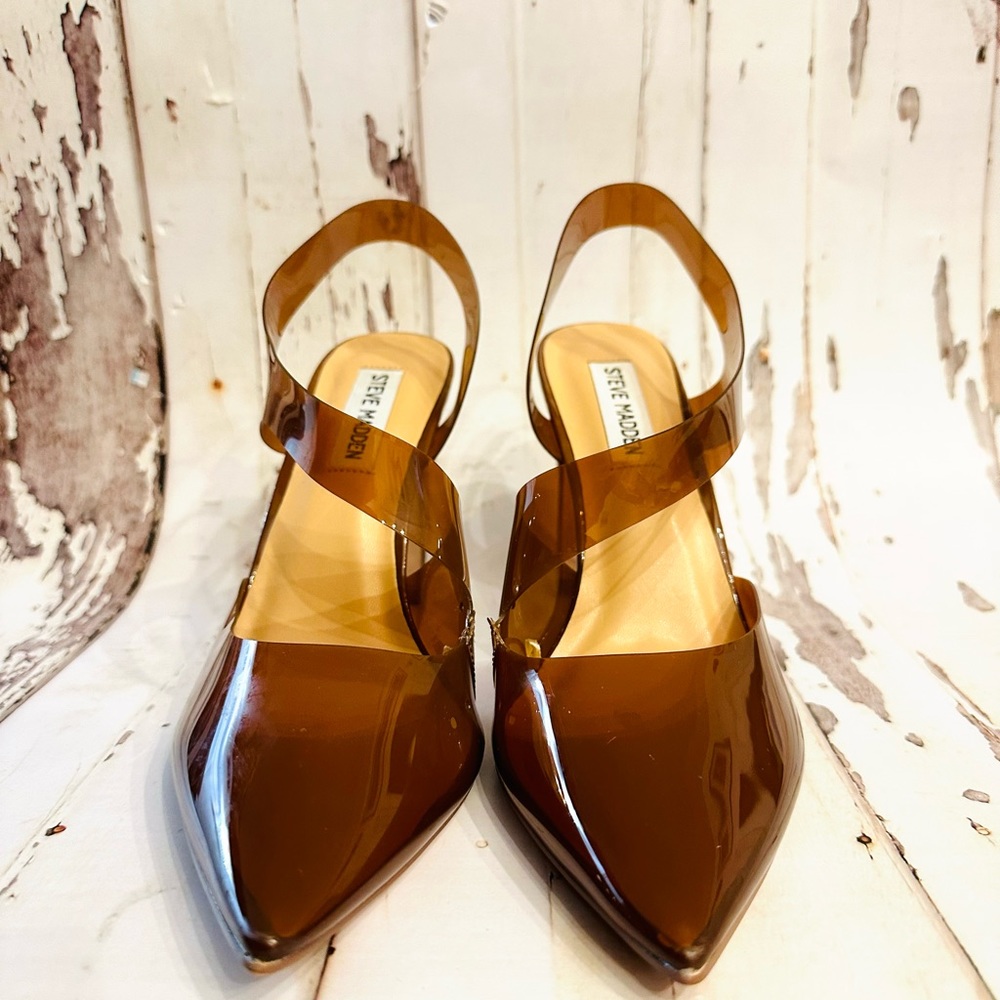 Steve Madden birkk heeled shoes in brown/clear Size 8.5